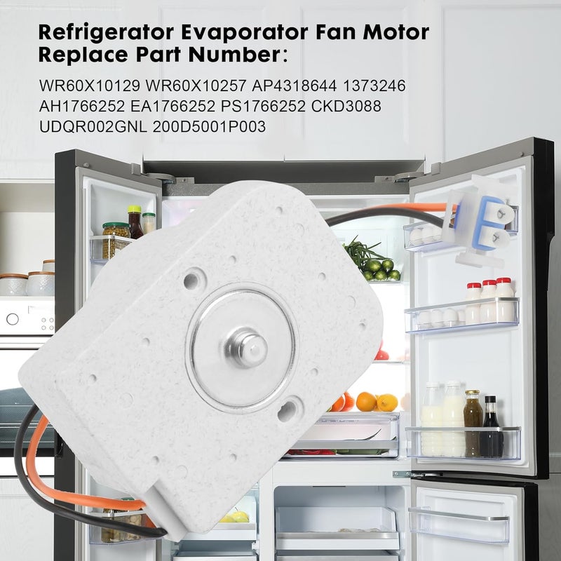 Junling WR60X10129 Refrigerator Evaporator Fan Motor Assembly Compatible with GE Hotpoint Fridge Replace WR60X10257 1373246 AP4318644 PS1766252 - Image 3